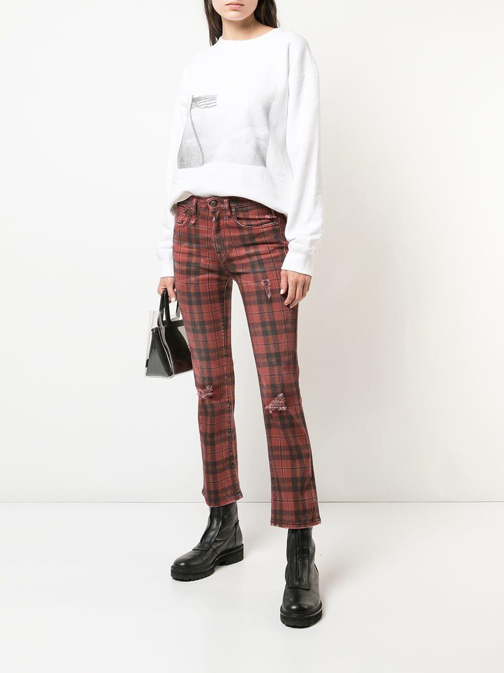 R13 Red Plaid Kick Fit Distressed Jean Mitchell Stores