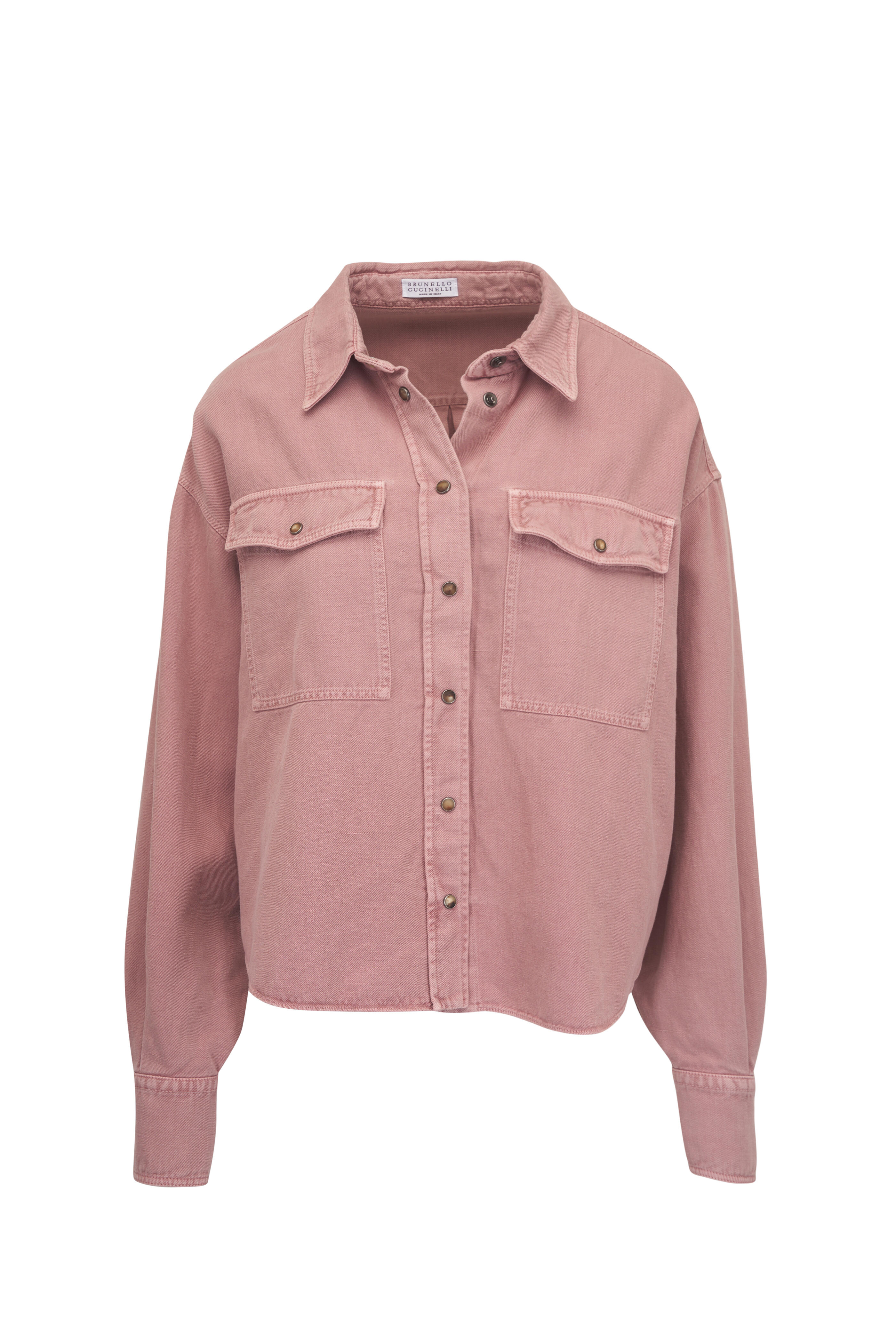 Brunello Cucinelli - Ash Rose Garment-Dyed Cotton & Linen Shirt