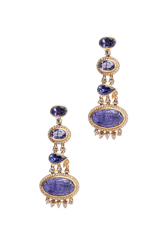 Coomi Carved Tanzanite & Diamond Earrings