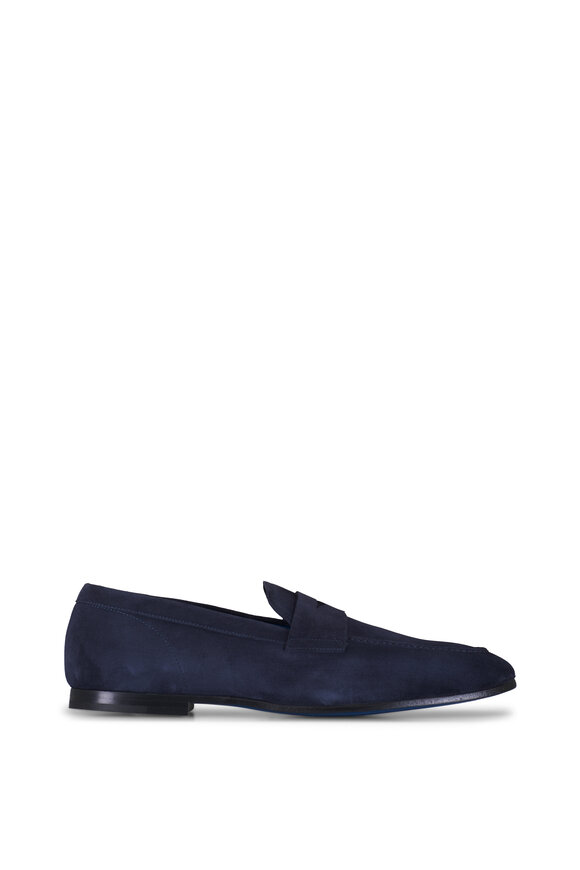 G Brown Turin 4020 Navy Blue Suede Loafer - view 3