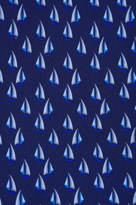 Ferragamo Navy Sailboat Print Silk Necktie - view 2