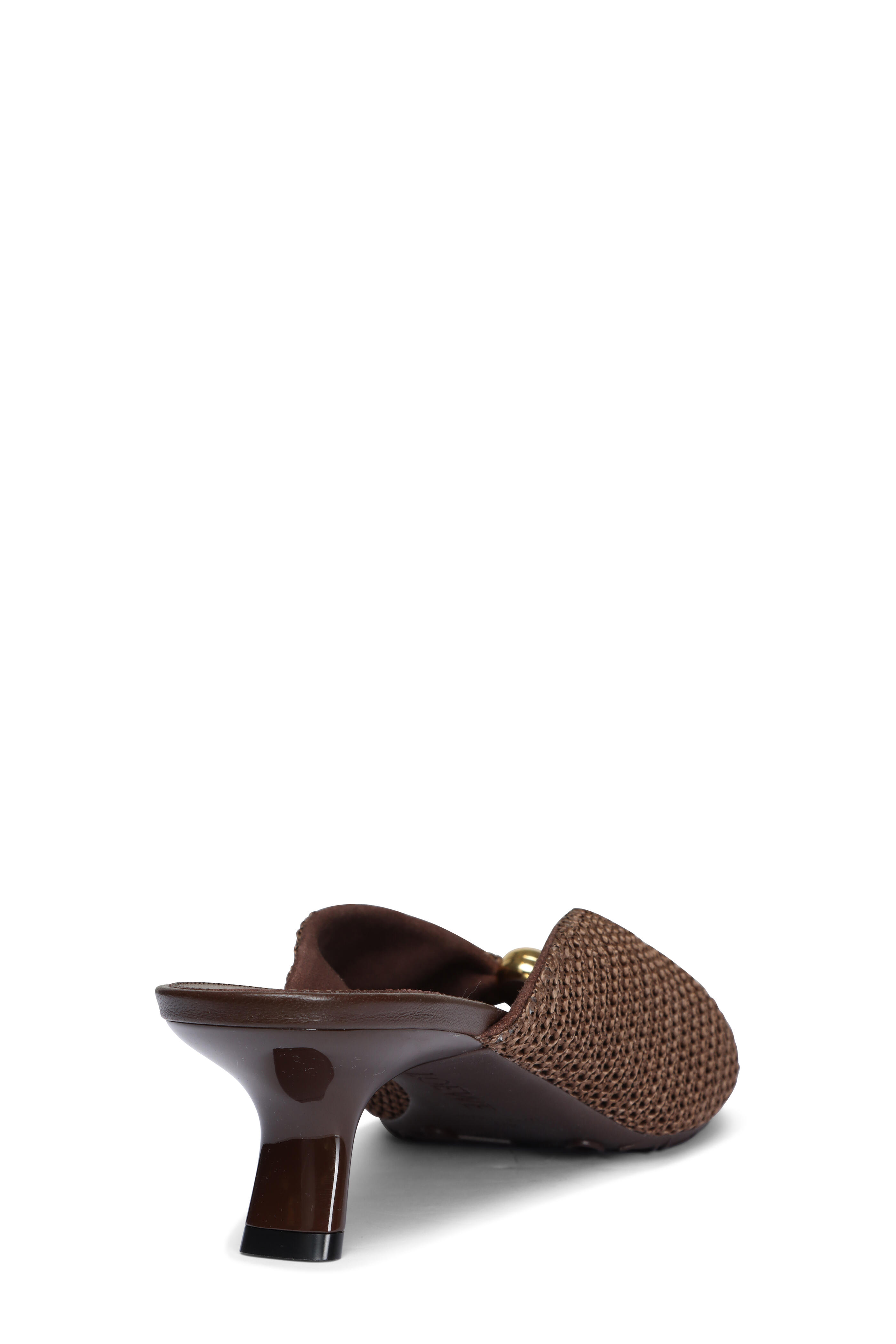 Loewe - Pebble Dark Brown Raffia-Effect Soft Slide, 45mm - view 3