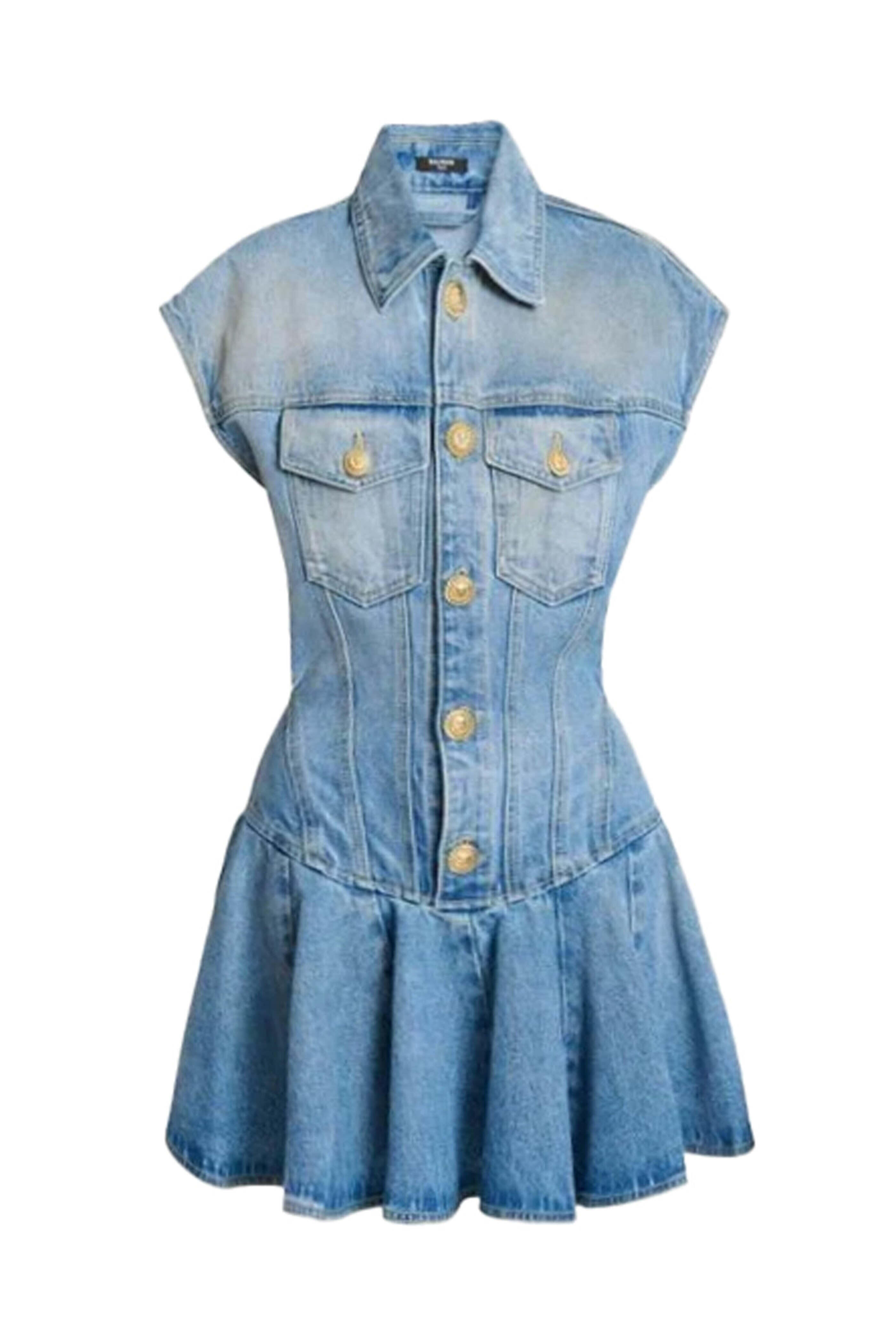 dresses with a flare Vintage Denim Flare Dress (S/M) – Holy Thrift main image 0