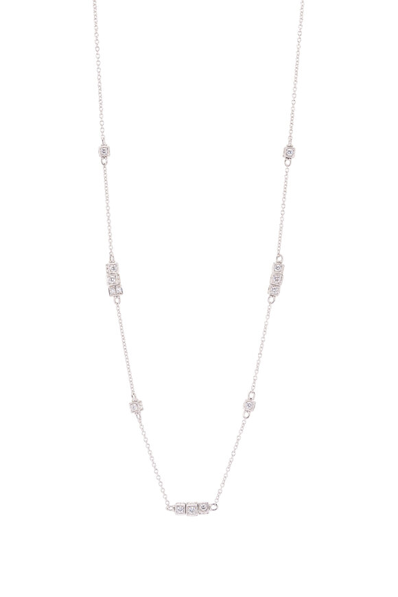 Miseno 18k White Gold Cubed Diamond Short Necklace