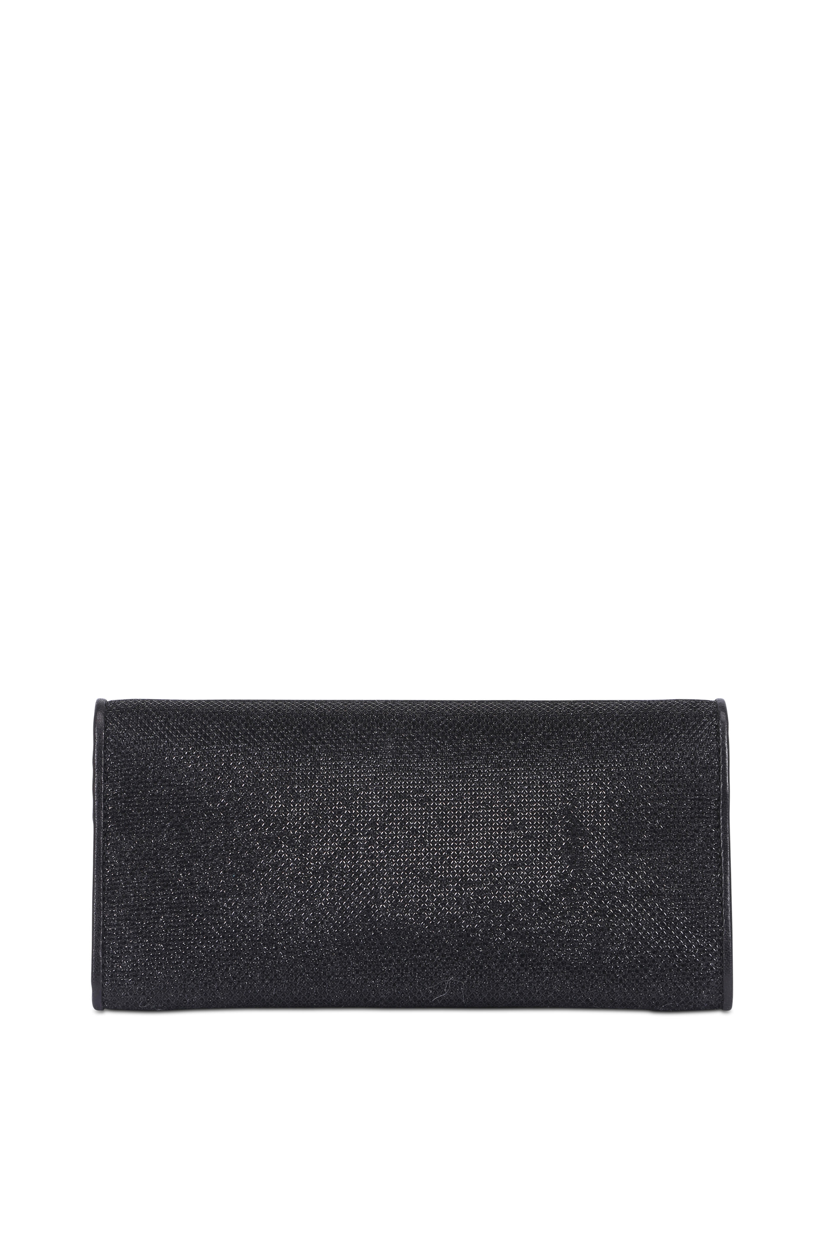 Jimmy Choo - Milla Black Glitter Lamé Chain Wallet