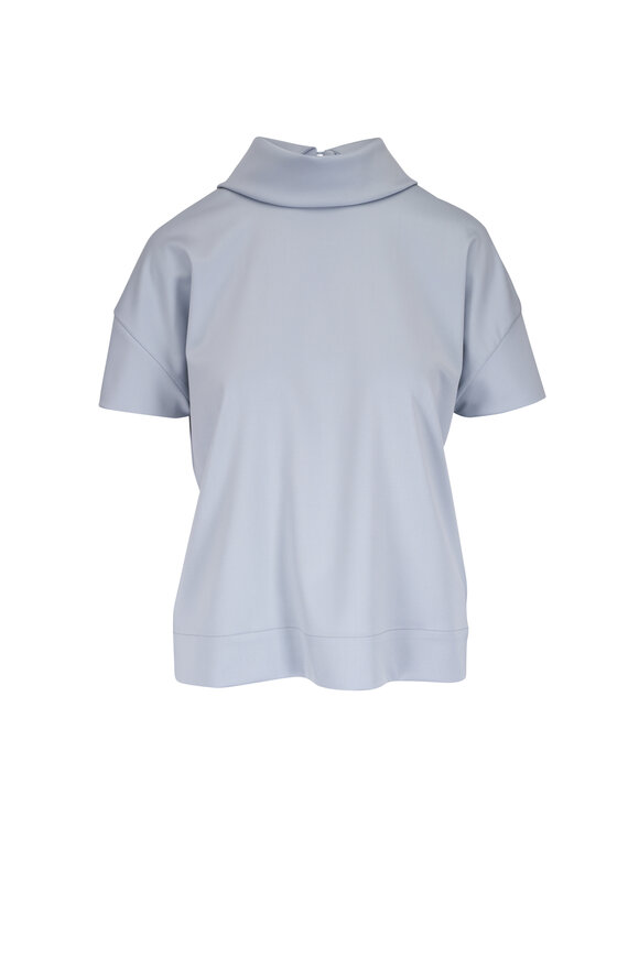 Kiton Light Blue Mockneck T-Shirt