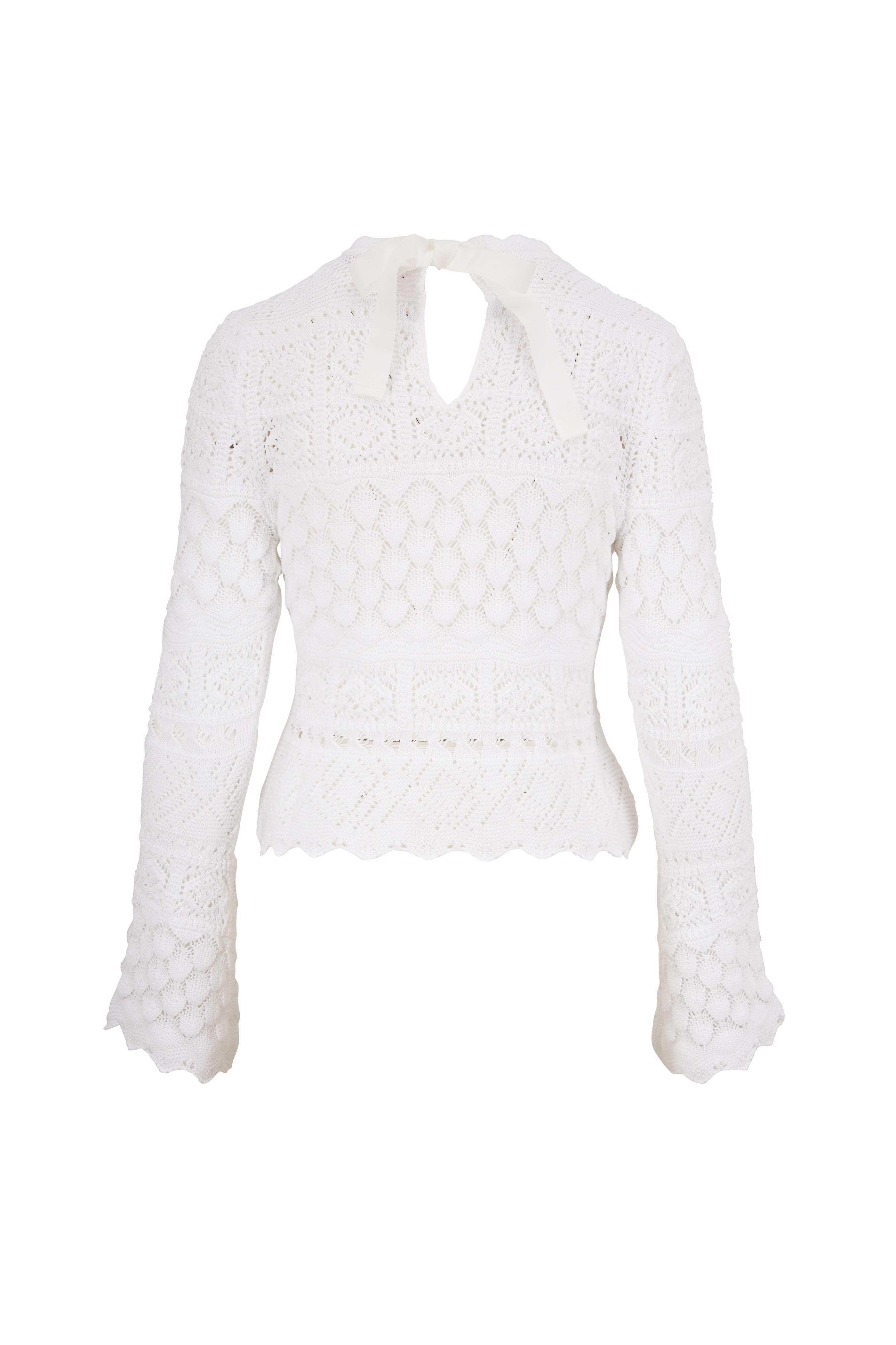Carolina Herrera - White Cotton Macramé Sweater