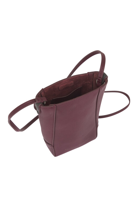 Brunello Cucinelli Duo Ruby Leather Phone Case Holder - view 4