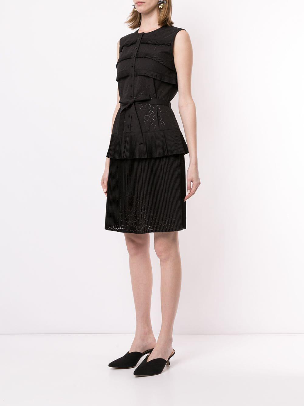 【美品】PAULE KA パーティーブラックドレス　36 Paule Ka - Black Eyelet Tiered Pleat Dress | Mitchell Stores