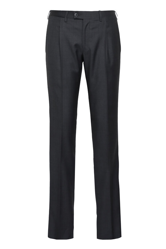 Sartorio Solid Dark Gray Wool Suit - view 4