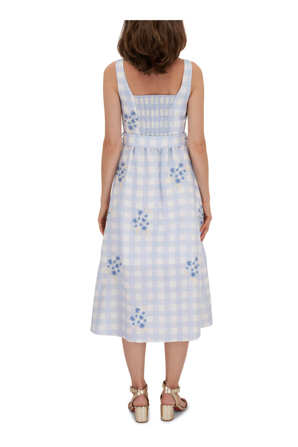 Sachin + Babi - Bryce Blue Gingham & Floral Embroidered Dress 