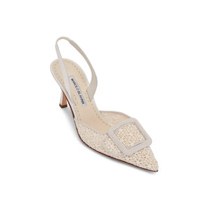 y*e様 Manolo Blahnik カットアウト レザーサンダル ホワイト Manolo Blahnik | Maysale pearl 50 white mules | Savannahs