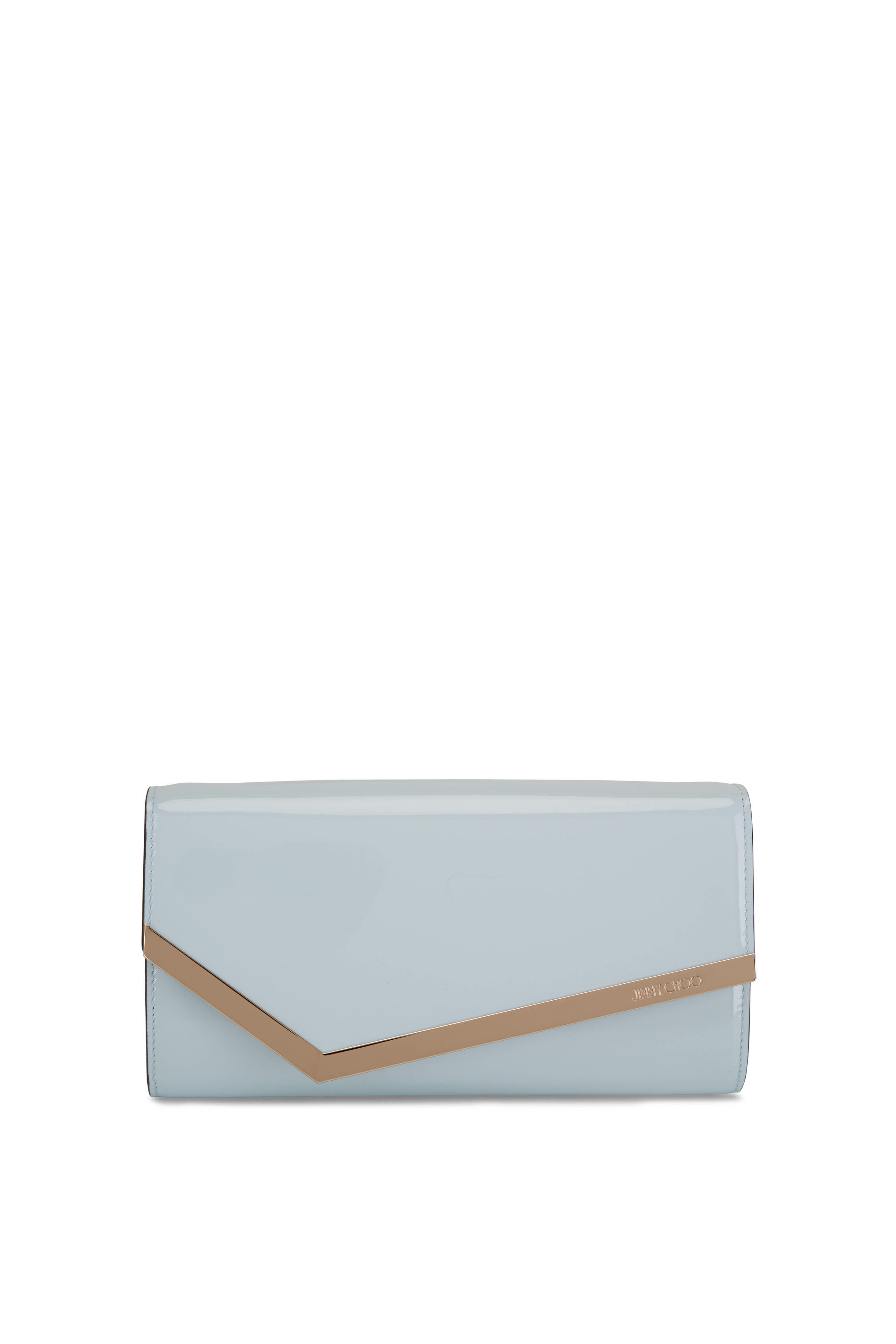 Jimmy Choo - Emmie Ice Blue & Light Gold Patent Leather Clutch