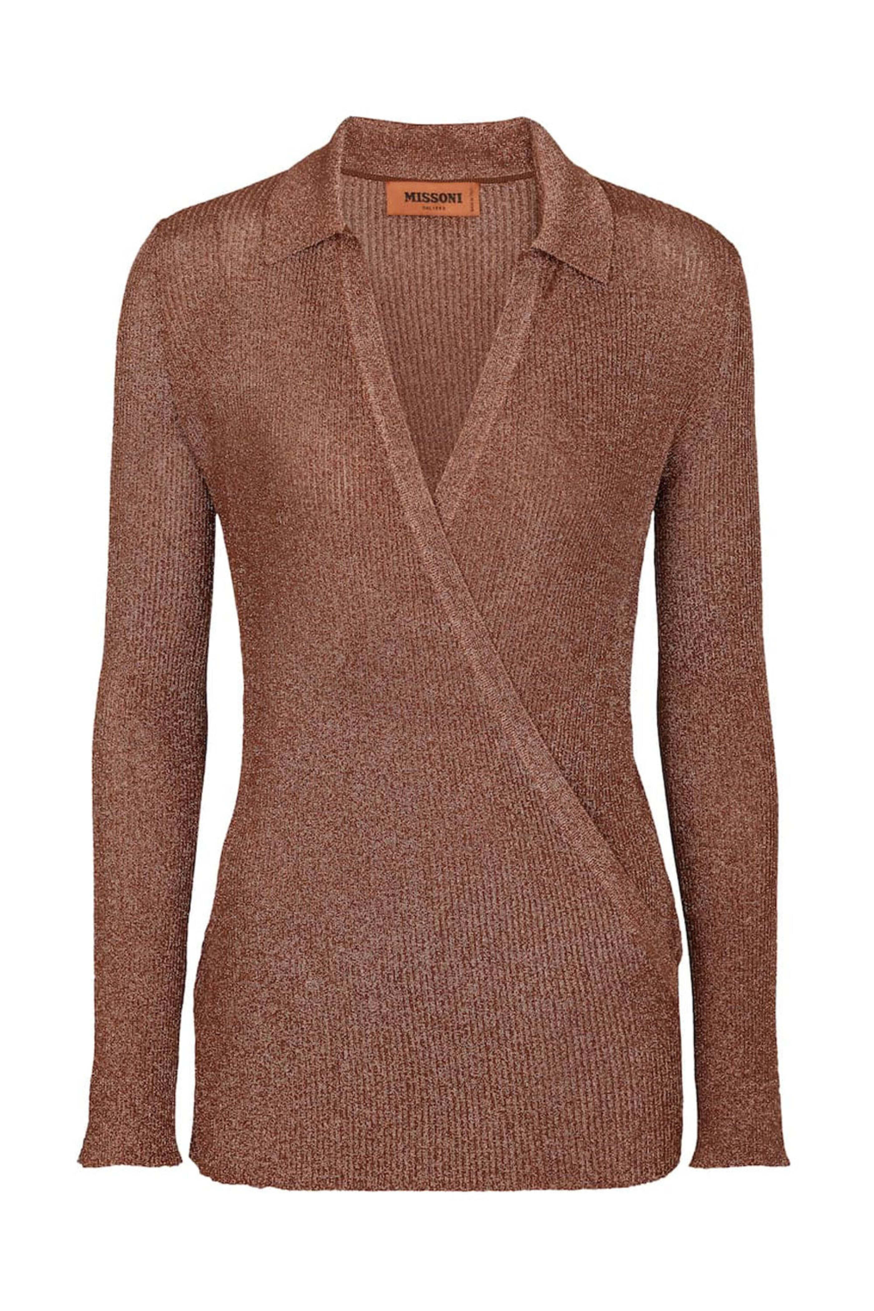 Missoni - Brown Metallic Knit Wrap Top