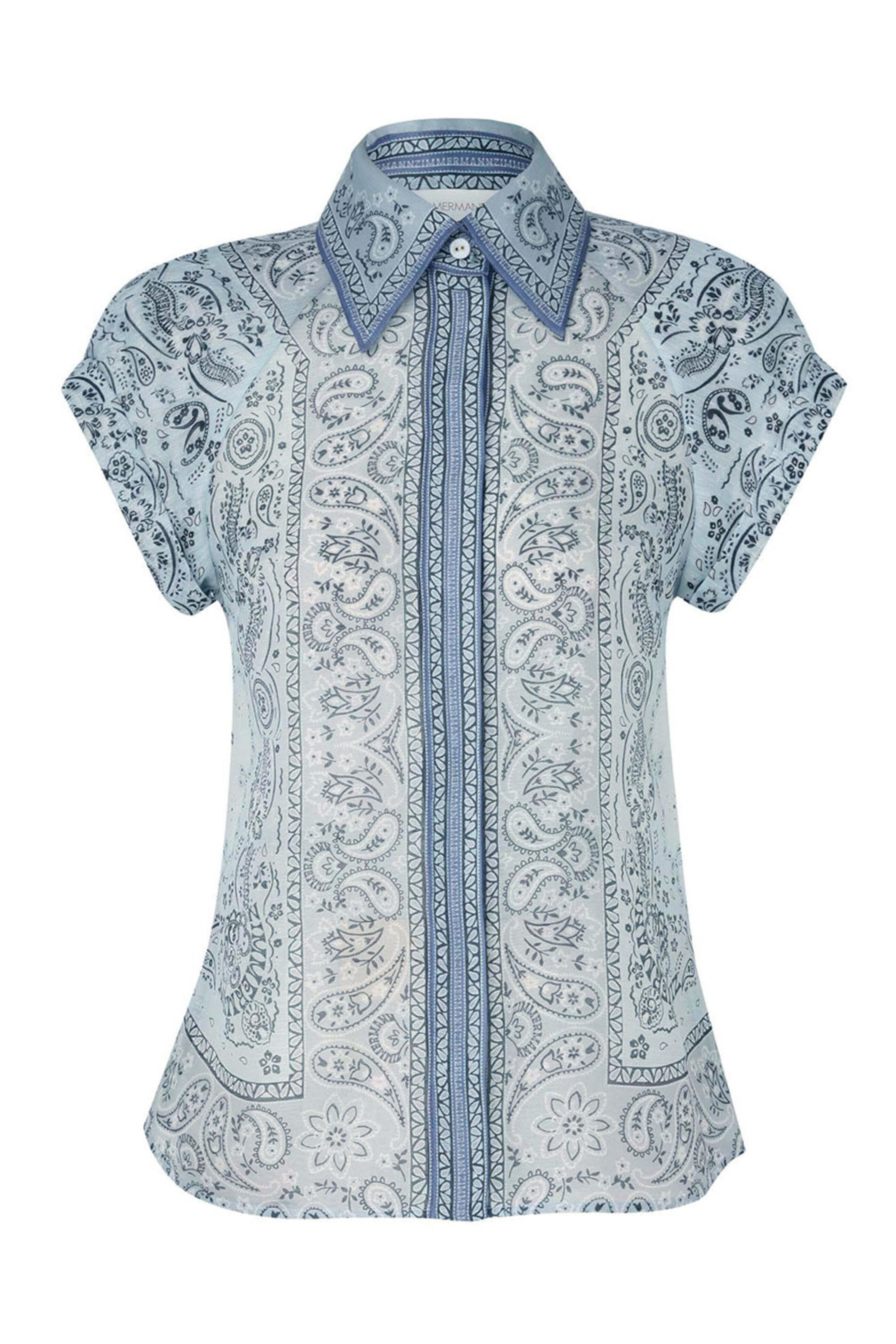 Zimmermann - Blue Bandana Matchmaker Collared Blouse