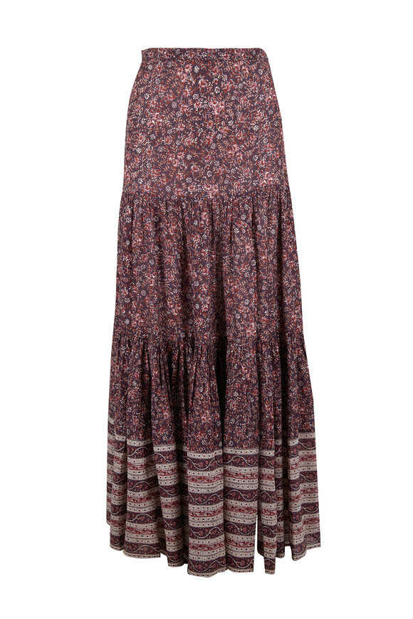 Veronica Beard - Serence Dark Plum Floral Skirt