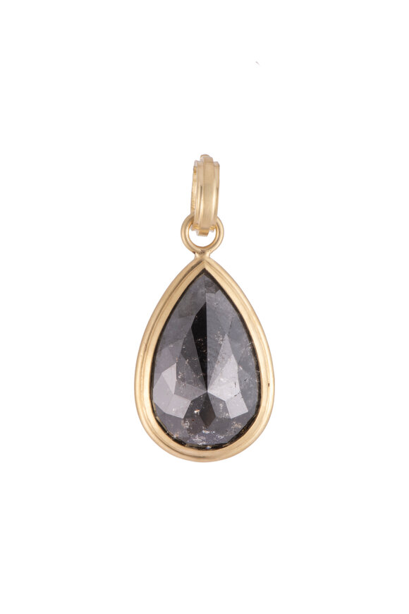 Sylva & Cie 18k Yellow Gold Pear Shape Black Diamond Pendant - view 1
