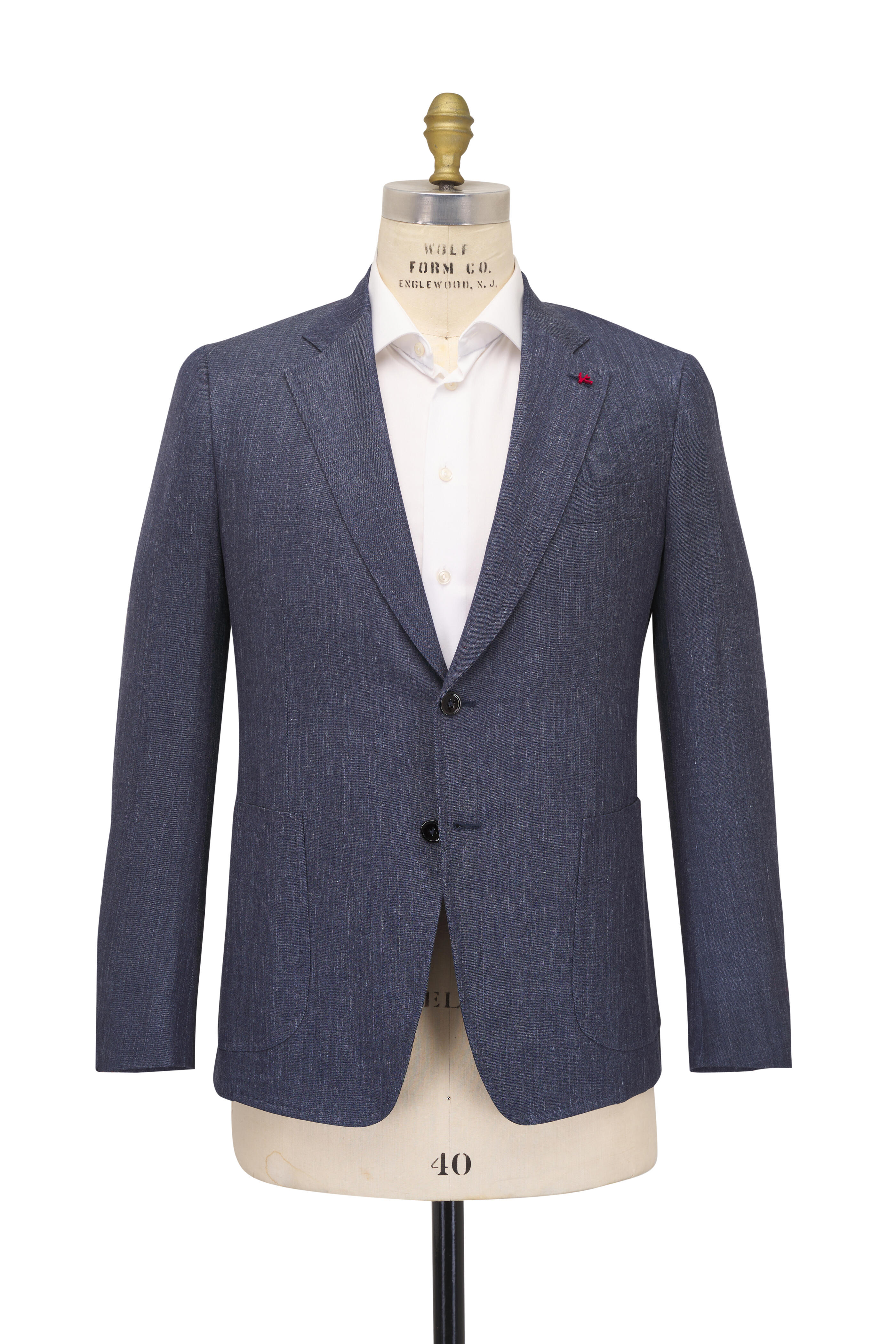 Isaia - Navy Denim Wool, Silk & Linen Sportcoat