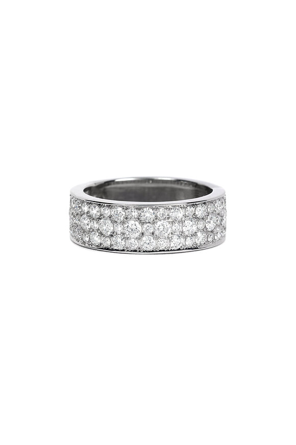 Nam Cho Modern Three Row Full Pave Diamond Ring