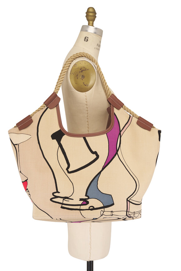Loro Piana Gioia Rope & Leather Abstract Print Shopper Tote - view 6
