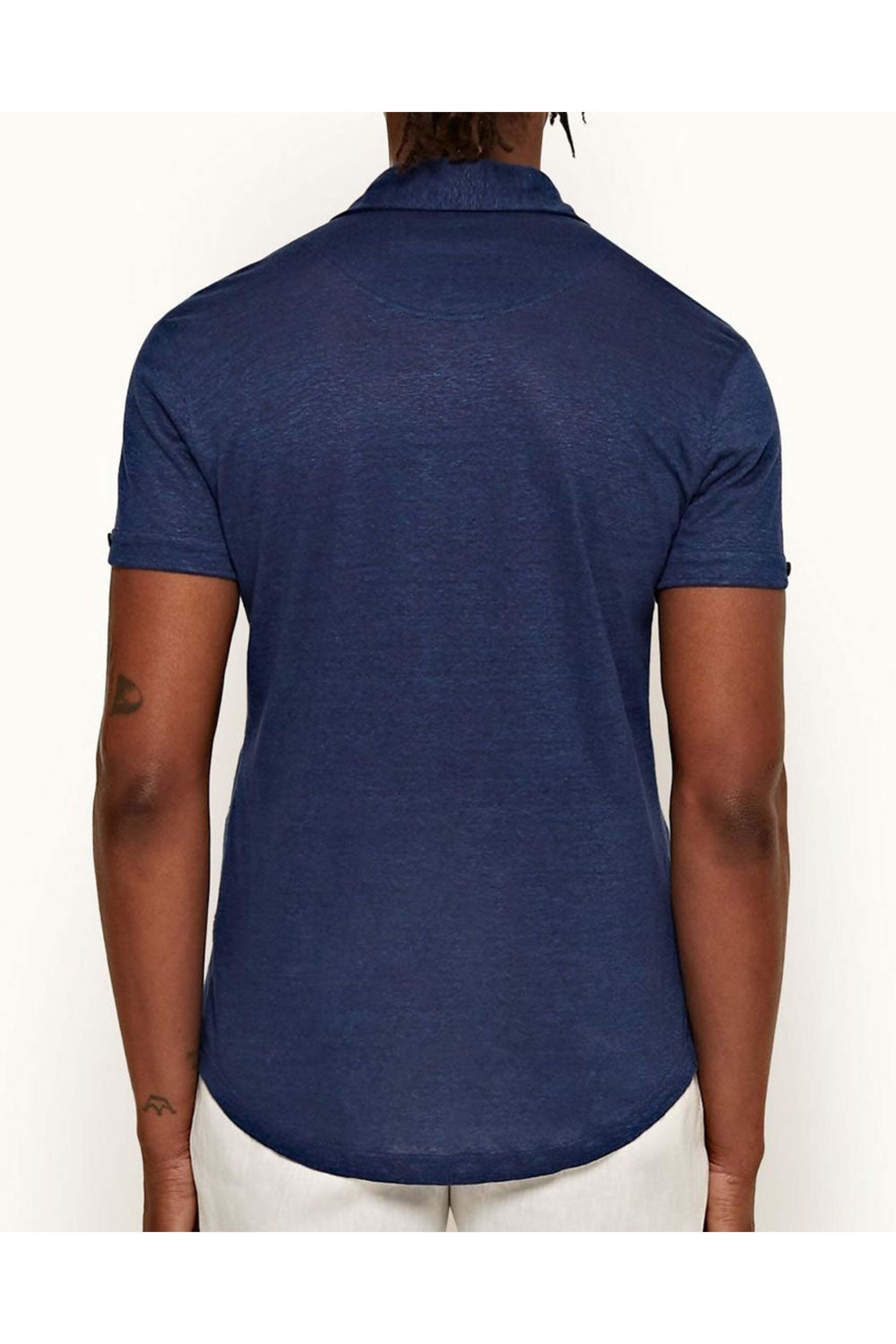 Orlebar Brown - Sebastian Linen Polo Shirt in Blue Wash