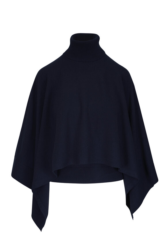 Michael Kors Collection Midnight Draped Turtleneck Caftan Top