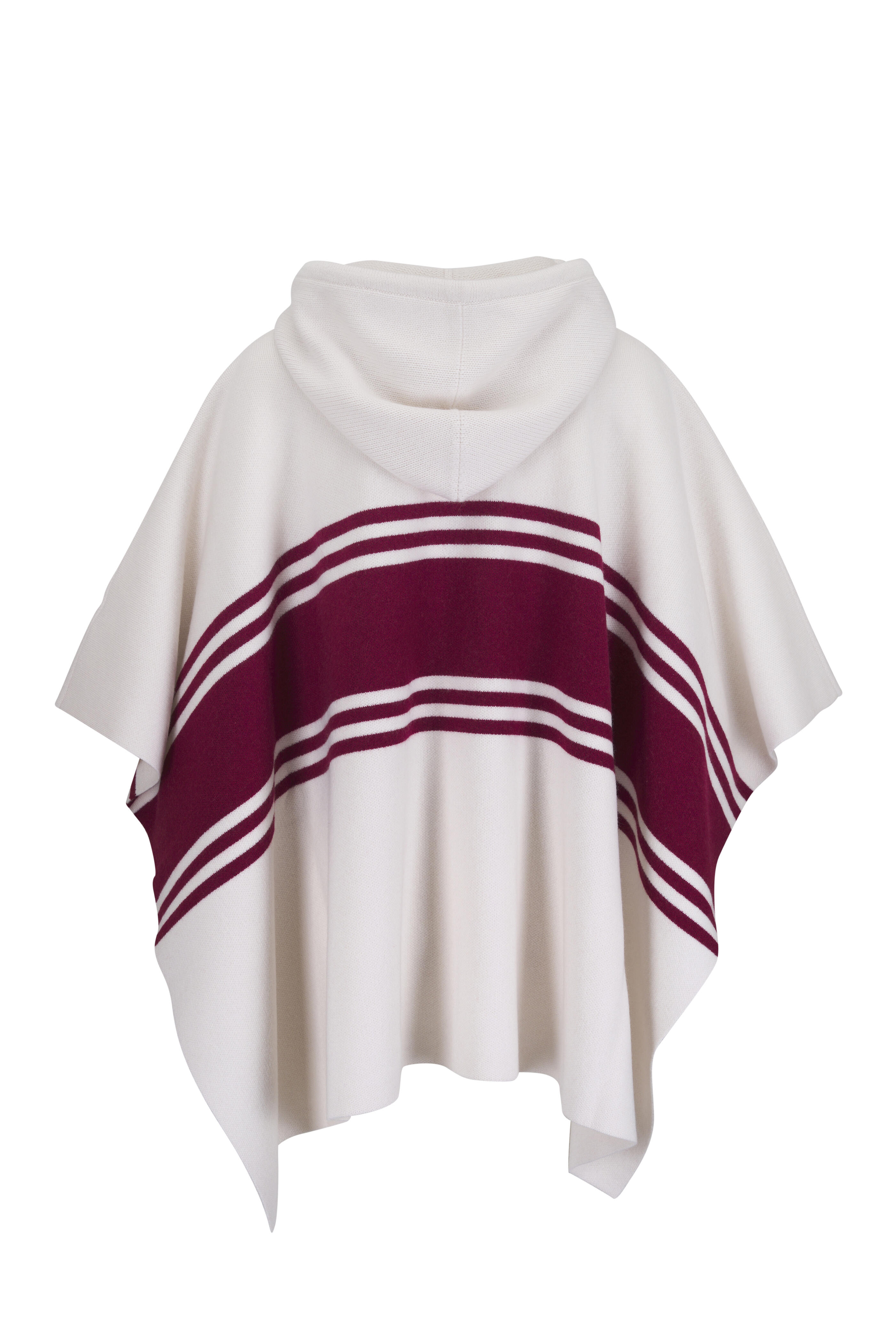 TWP - Ivory & Karanda Red Stripe Hooded Poncho