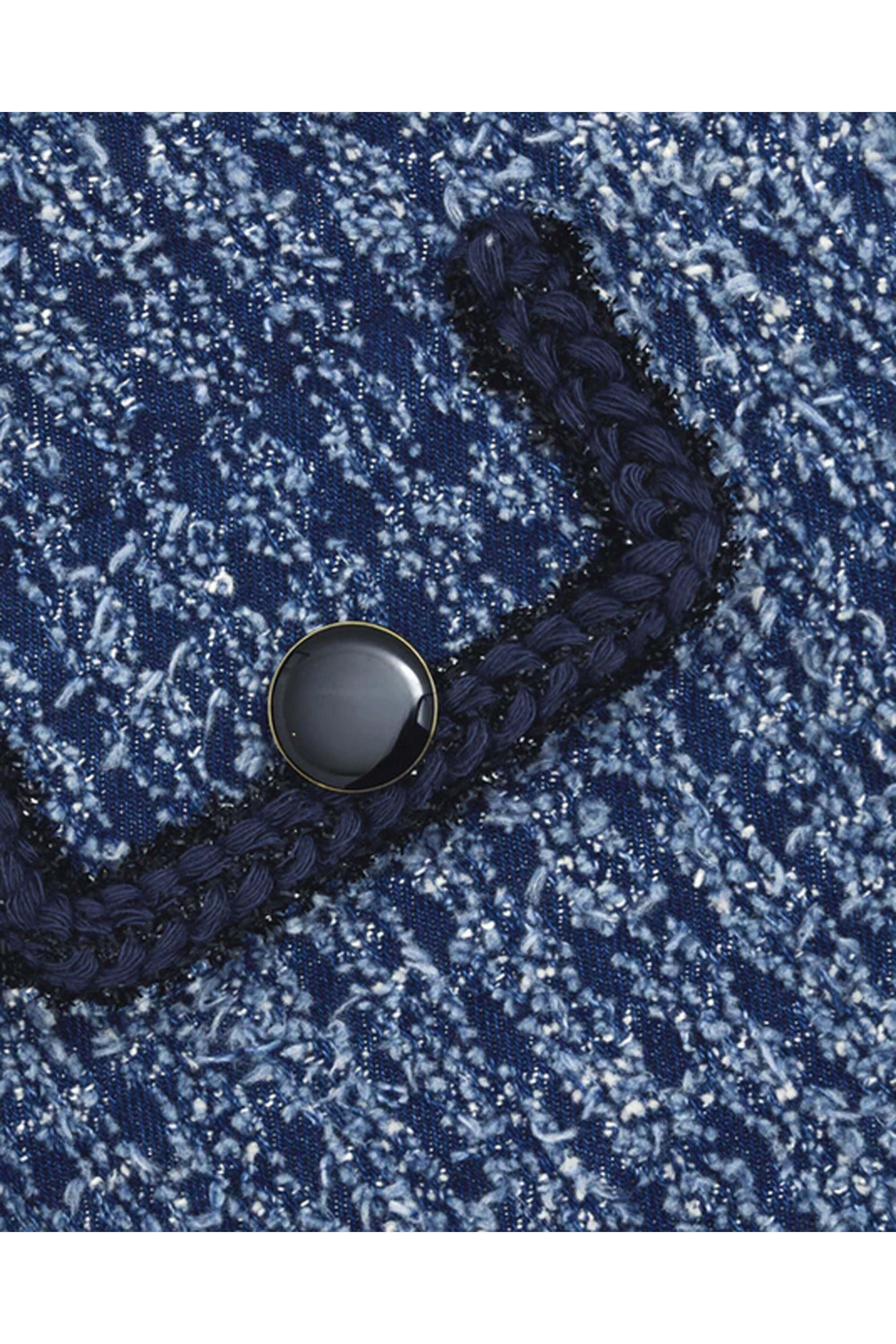 Self - Portrait - Blue Tweed and Denim Mini Skirt