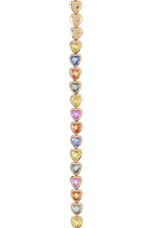 Kai Linz - Rose Gold Multicolor Sapphire Heart Bracelet