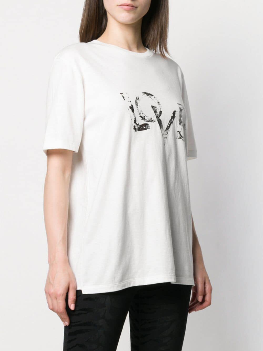 Saint Laurent - Natural Foiled Silver LOVE T-Shirt