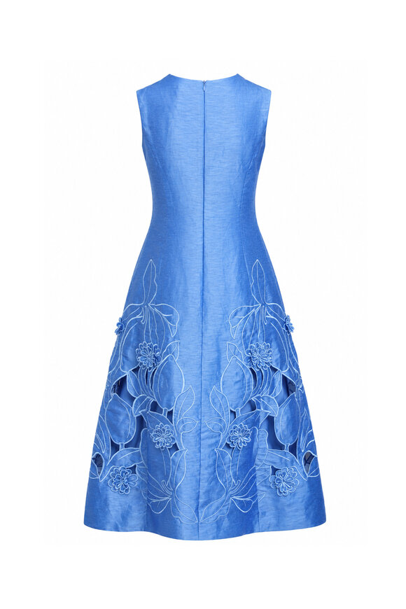 leo lin blue lace dress Leo Lin Blue Aliyah Lace Butterfly-Sleeve Midi Dress