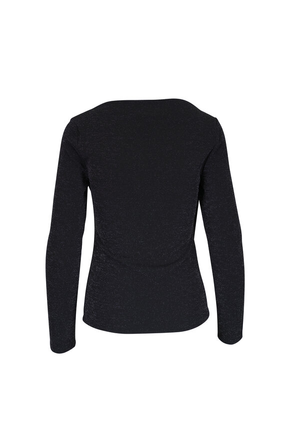 AG Alaya Black Off-The-Shoulder Glitter Top - view 2