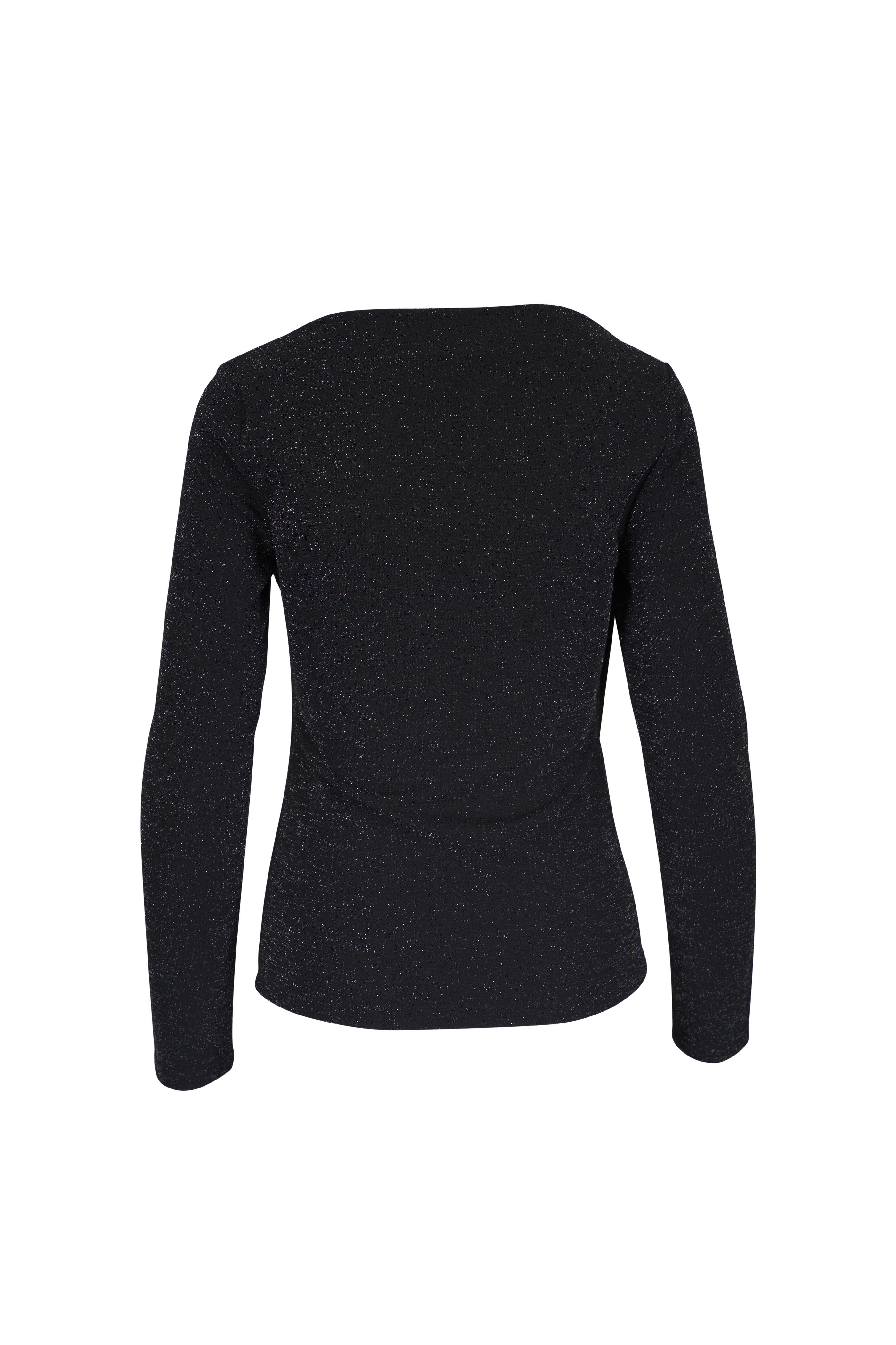 AG - Alaya Black Off-The-Shoulder Glitter Top