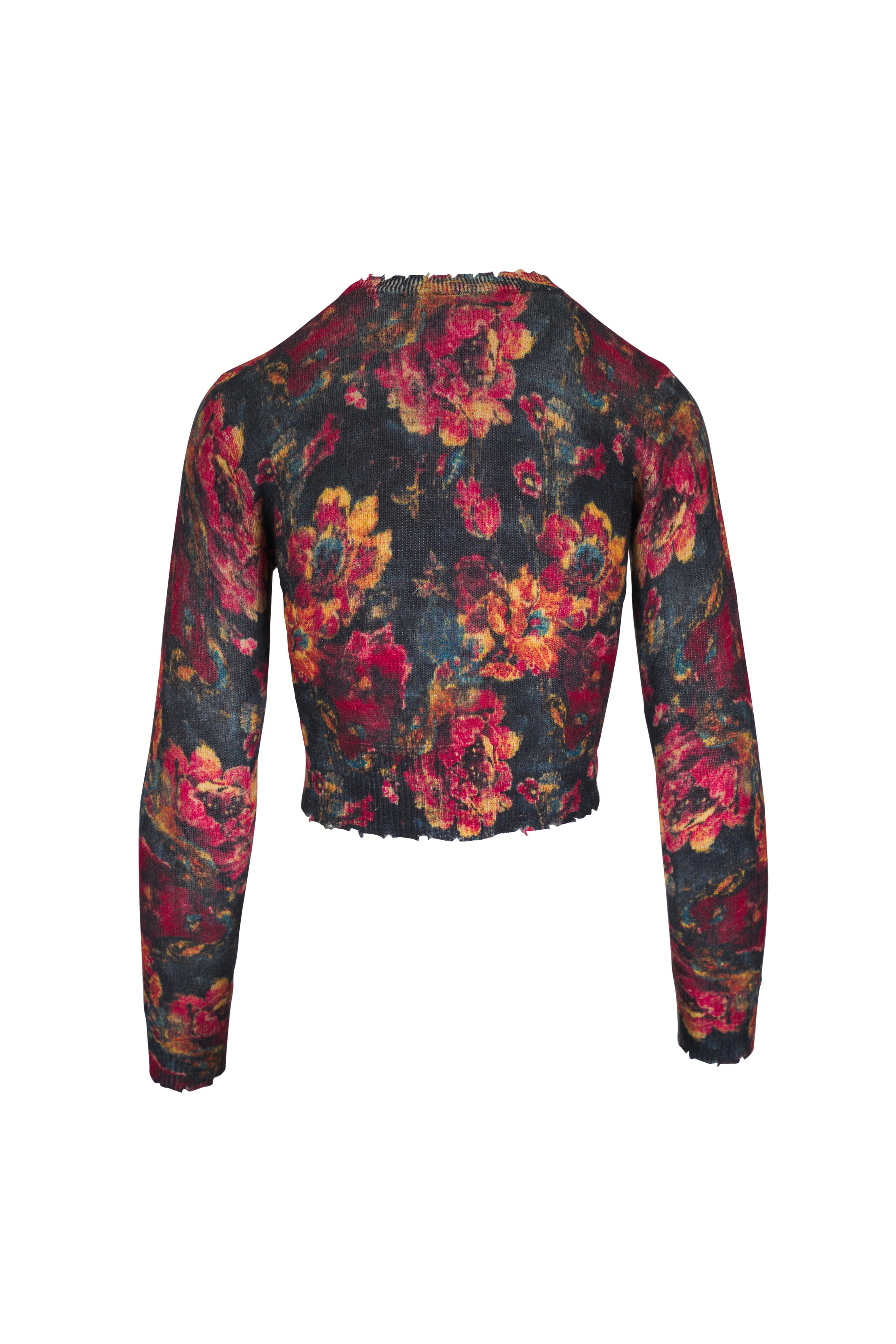 R13 - Black Floral Multi Printed Cashmere Crewneck