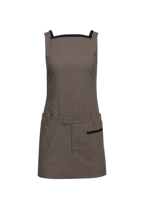 Staud Skyla Chocolate Check Mini Dress