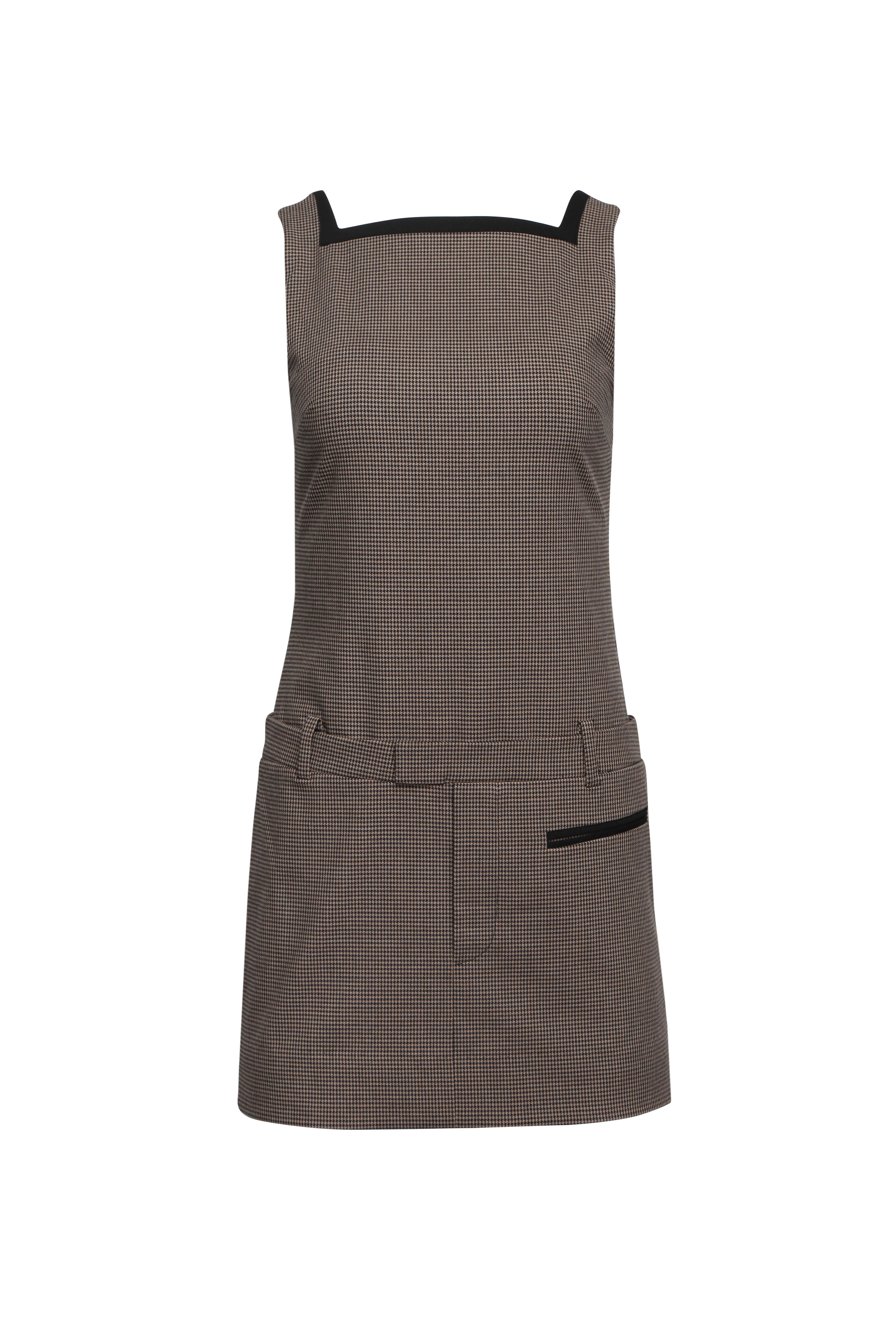 Staud - Skyla Chocolate Check Mini Dress