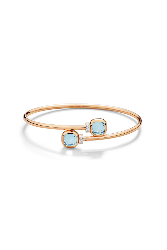 Pomellato 18k Rose Gold Blue Topaz & Diamond Nudo Bracelet - view 2