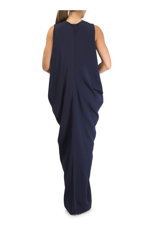 Zero + Maria Cornejo Long Libi Navy Blue Silk Dress - view 4