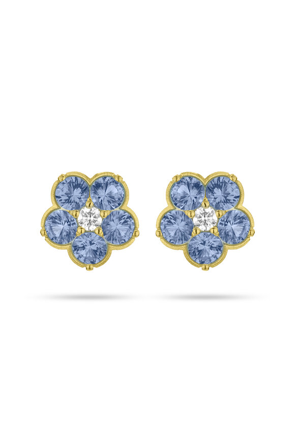 Paul Morelli 18k Yellow Gold Diamond Sapphire Wild Child Studs - view 1