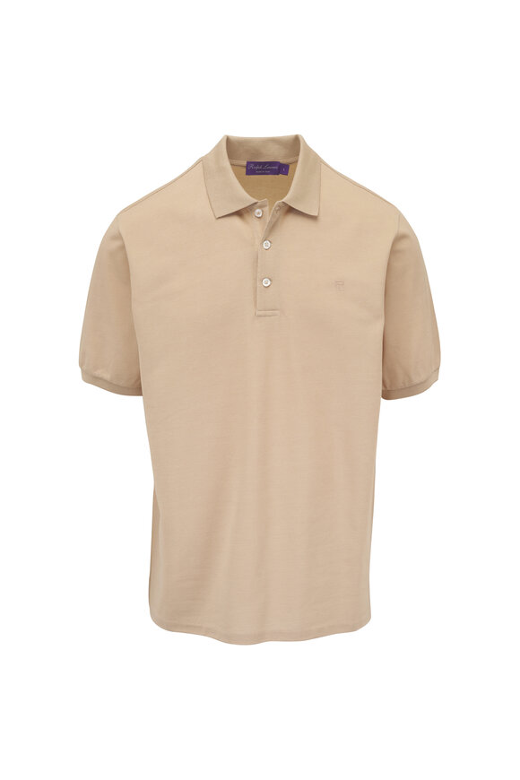 Ralph Lauren Purple Label Tan Cotton Short Sleeve Polo