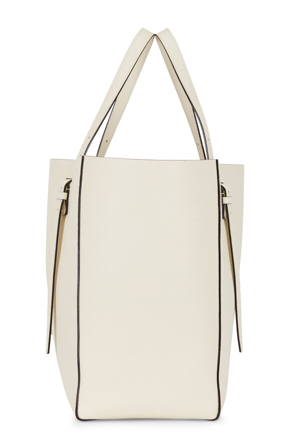 Valextra - Pergamena White Soft Leather Large Media Tote