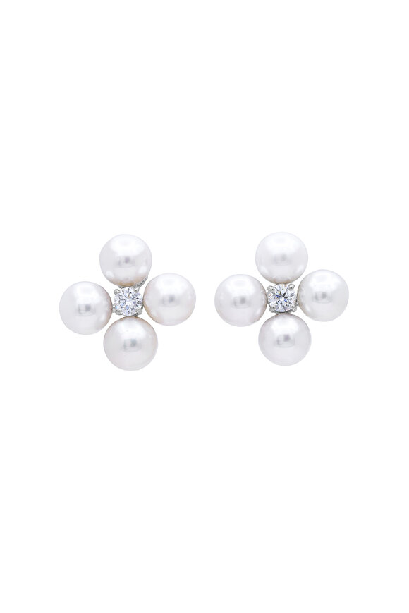 Oscar Heyman - Platinum Diamond & Pearl Earrings