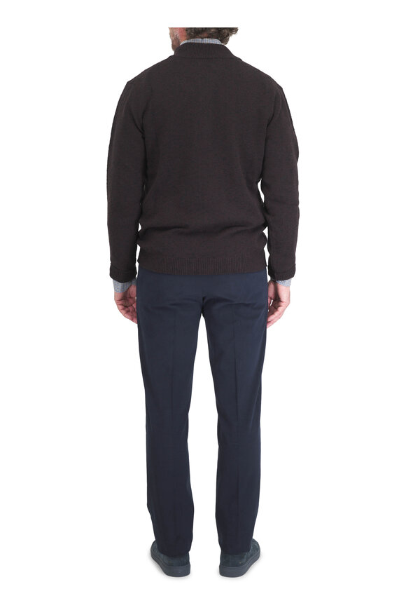 Maurizio Baldassari Dark Brown Winter Mouline Quarter Zip Pullover - view 3