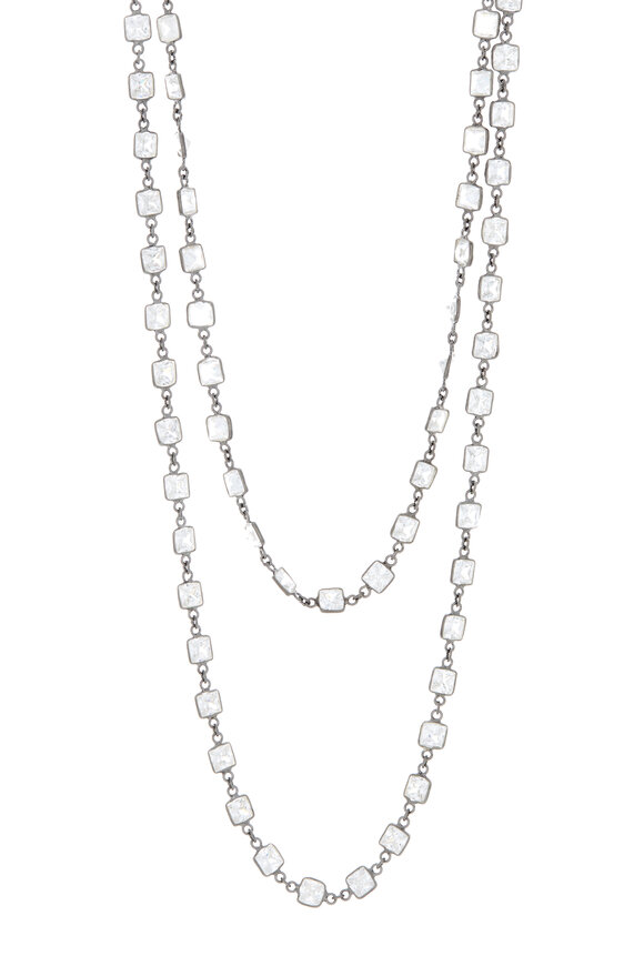 Loriann - Small Square Shape Crystal Necklace 