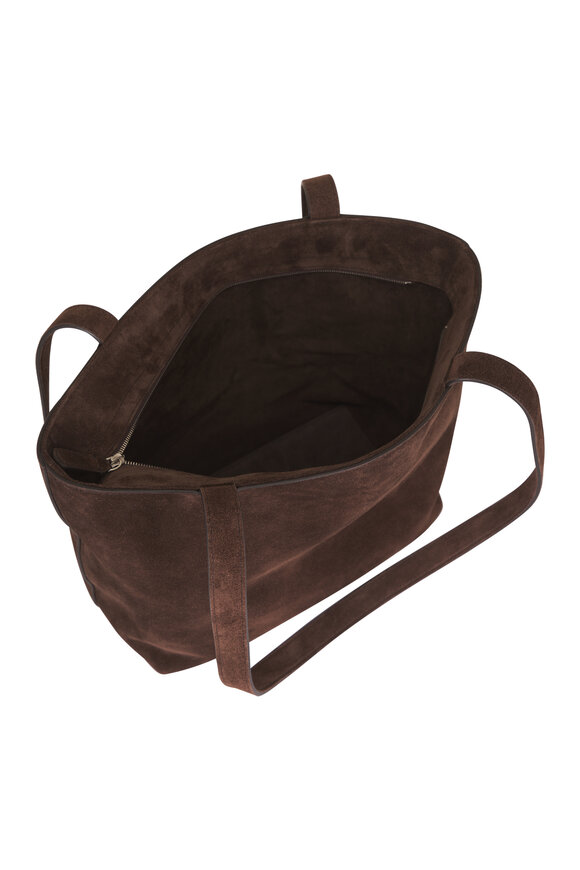 The Row Nano Parker Dark Brown Suede Zip Tote - view 4