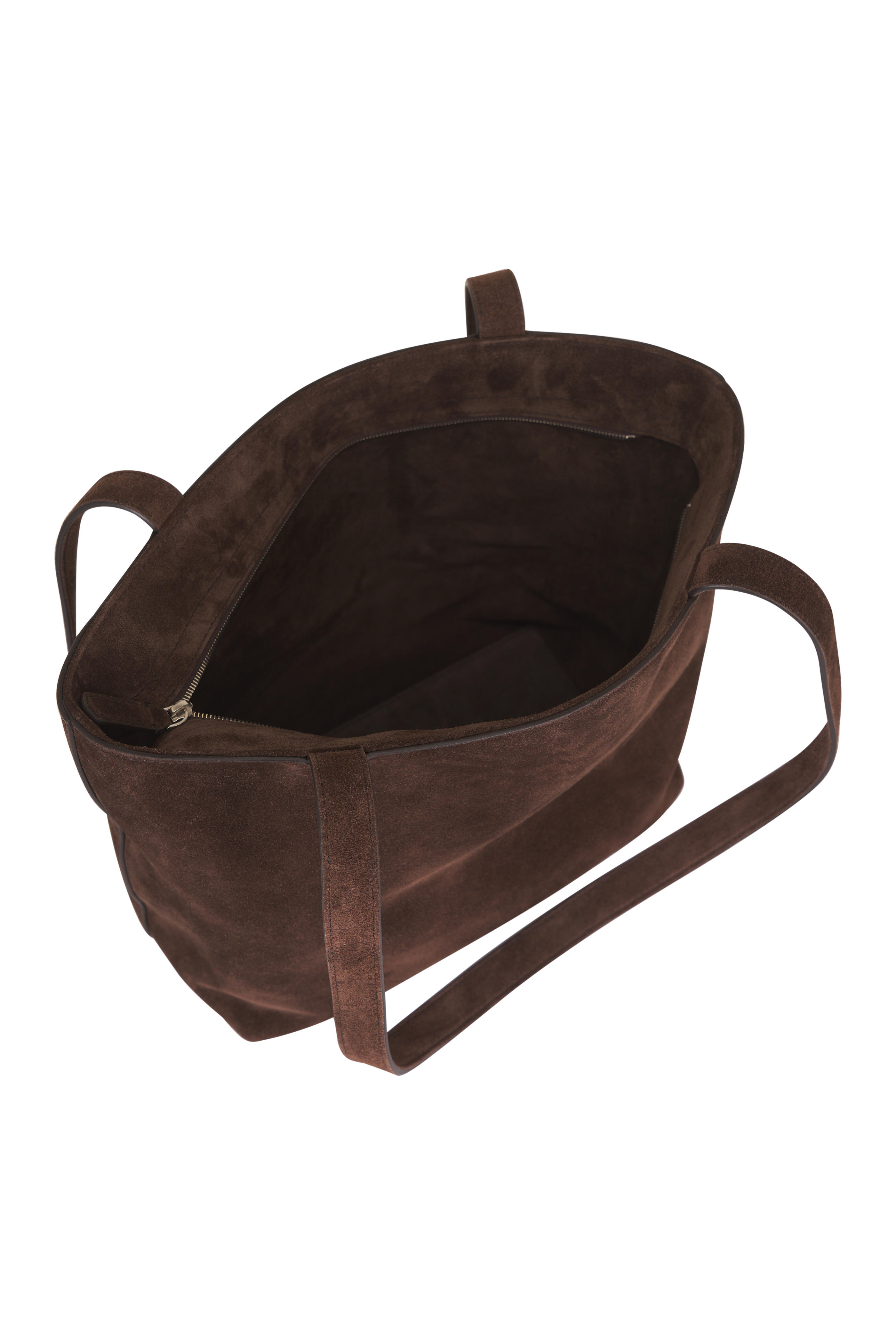 The Row - Nano Parker Dark Brown Suede Zip Tote - view 4