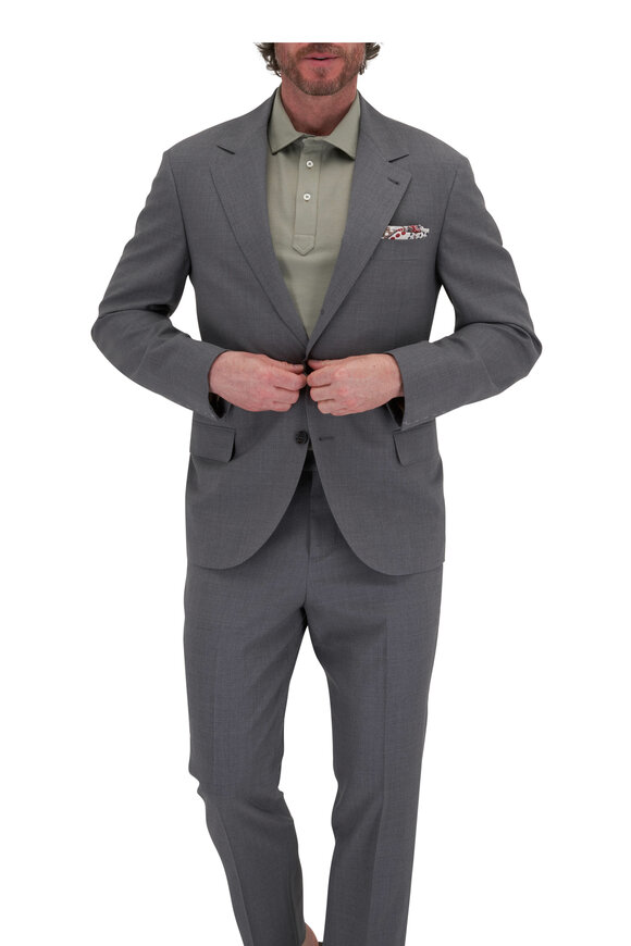 Brunello Cucinelli - Solid Gray Wool Suit