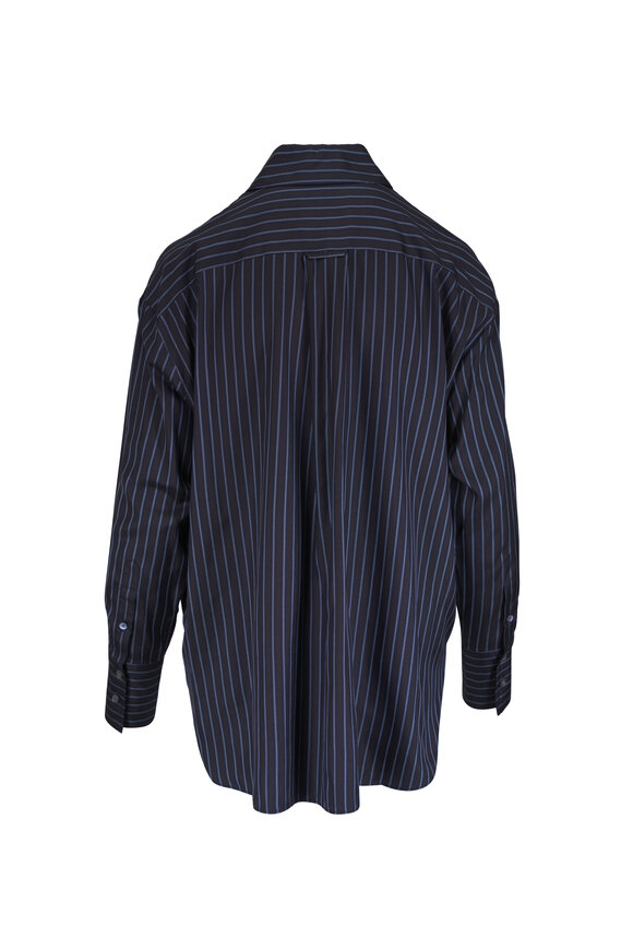 TWP Big Joe Dark Blue Striped Silk Blouse - view 2