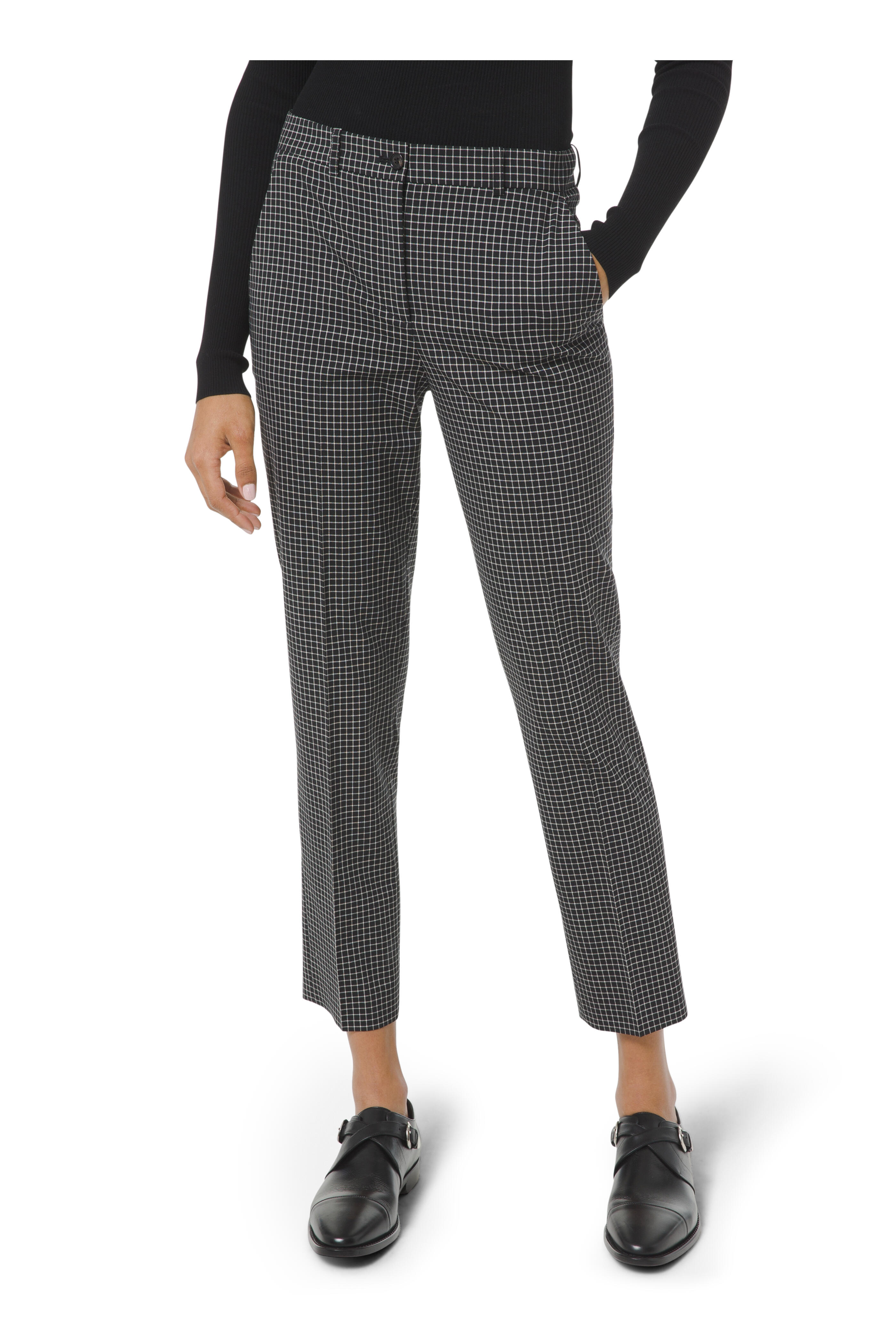Michael Kors Collection - Sam Black Stretch Wool Mini Windowpane Pant