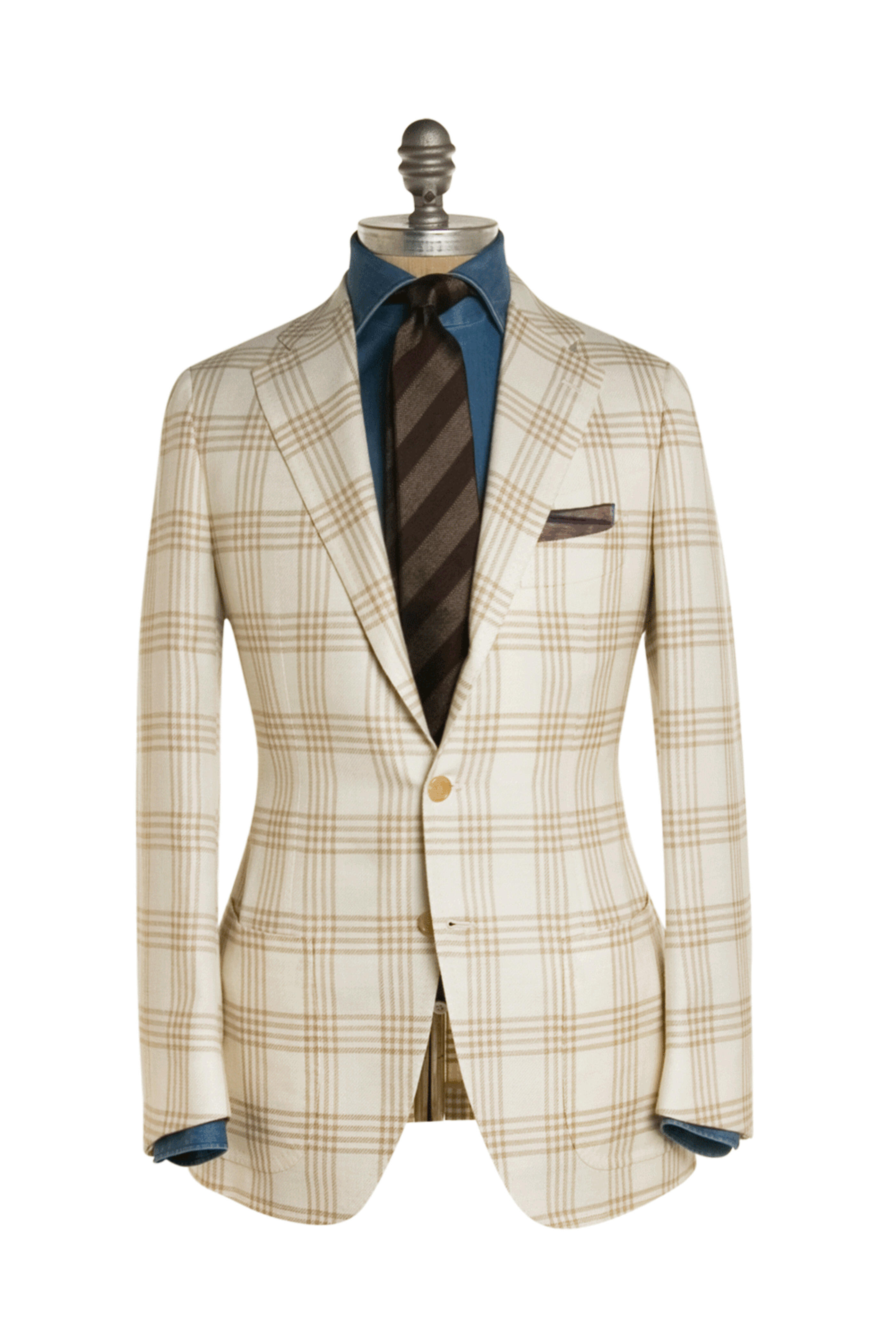 Cesare Attolini - Beige and Cream Windowpane Sportcoat